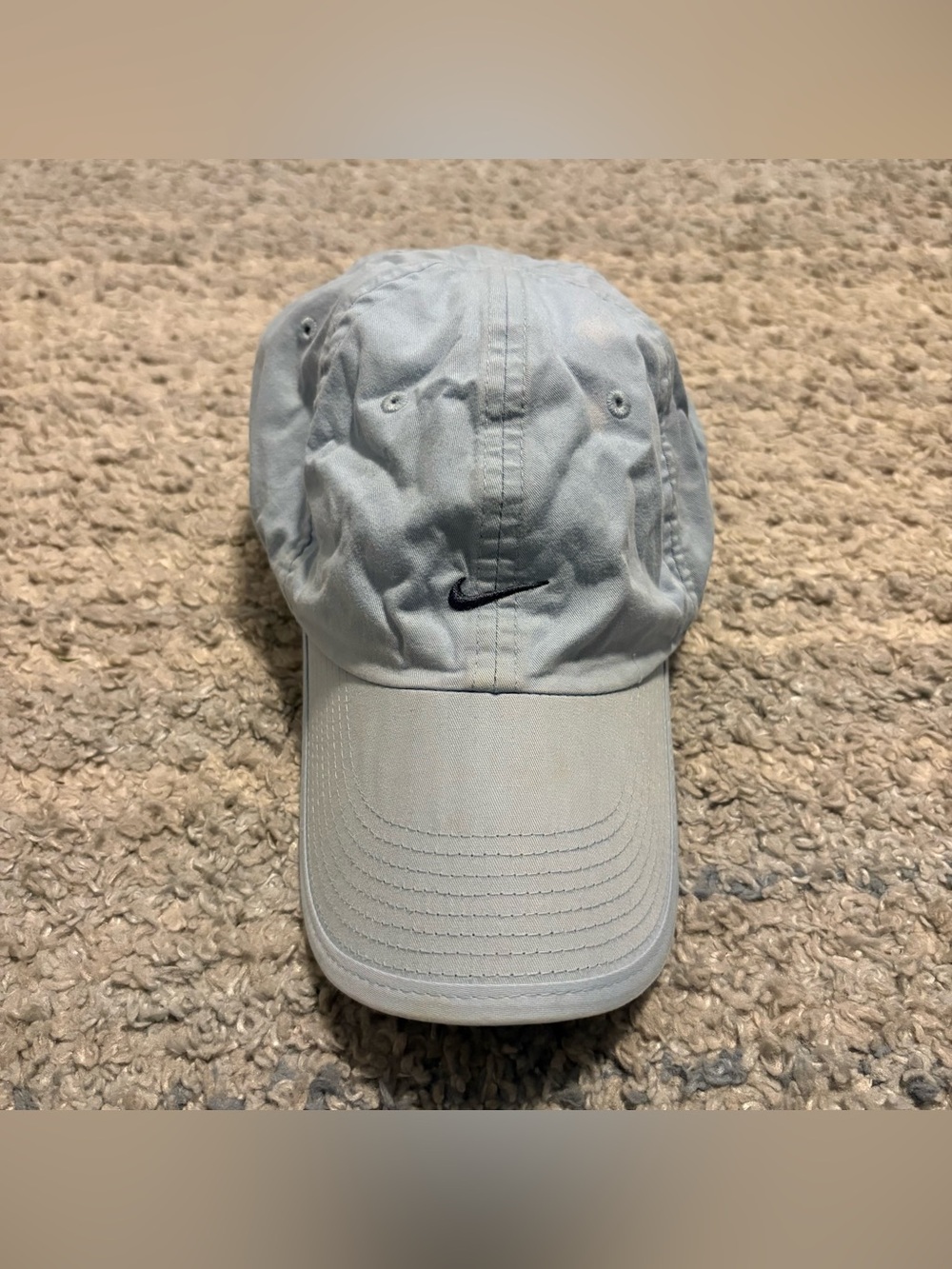 Vintage Nike Small Mini Center Swoosh Light Blue Strapback Dad Hat - OSFA